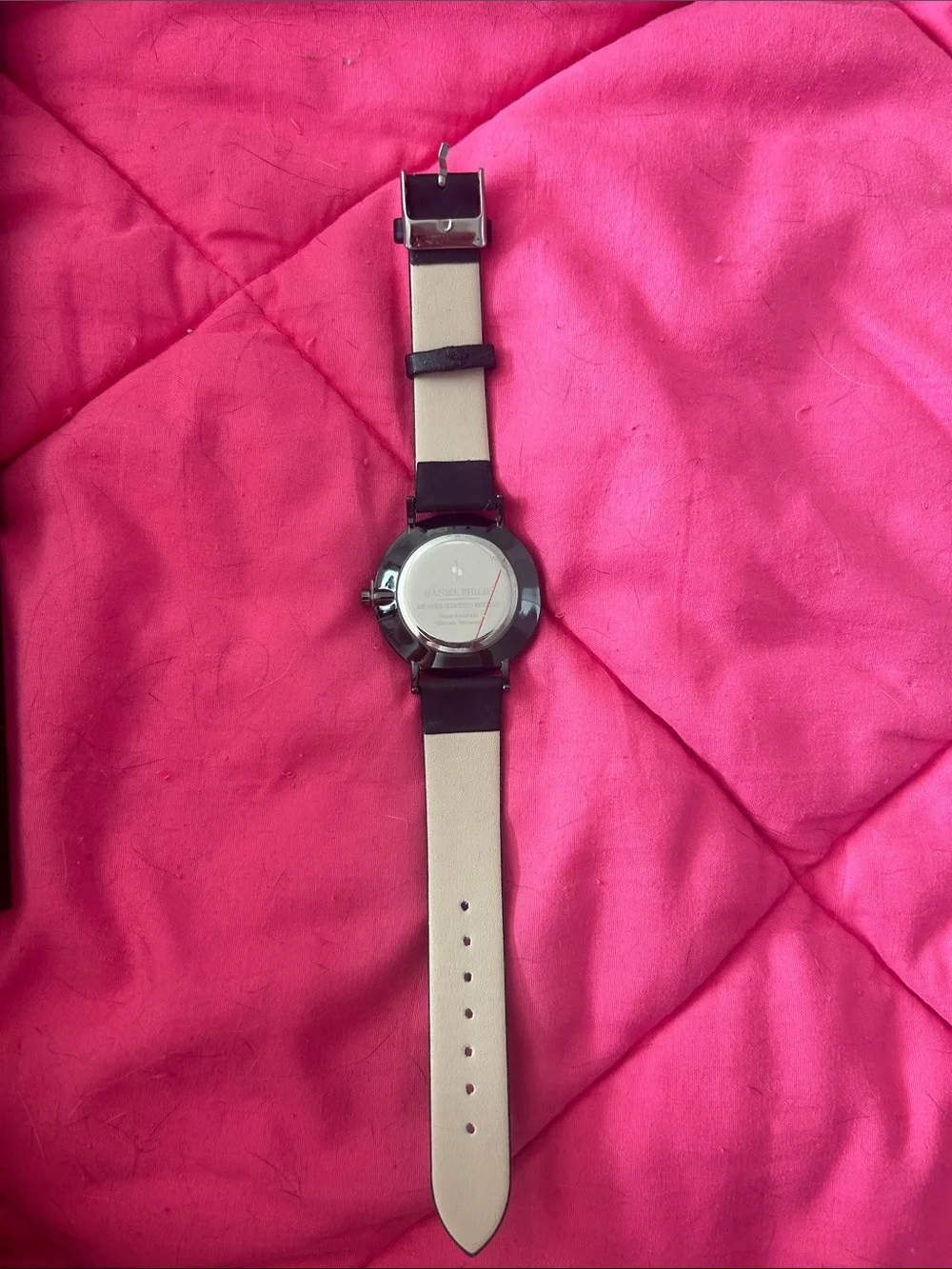 Black Leather Strap Women’s Watch with White Dial